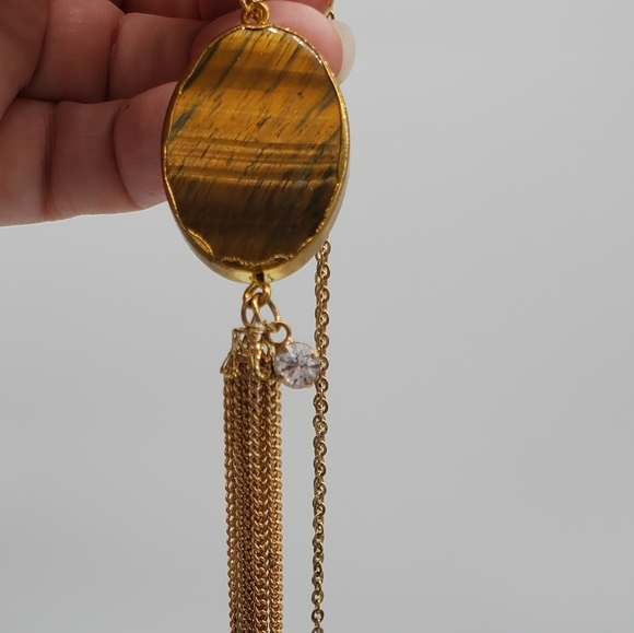 🐈Cat Tiger's Eye Tassel Necklace - Picture 5 of 8
